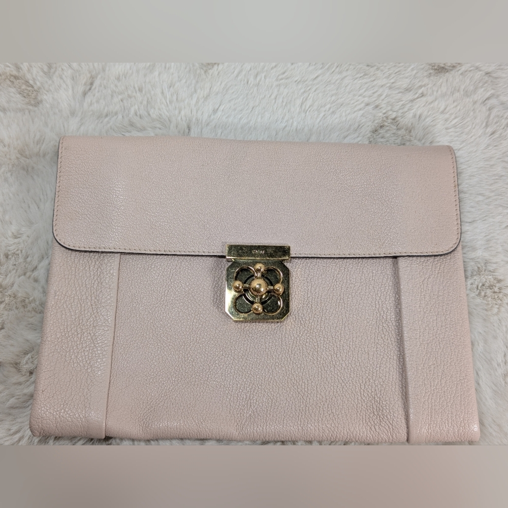 Chloe Beige Leather Elsie Clutch